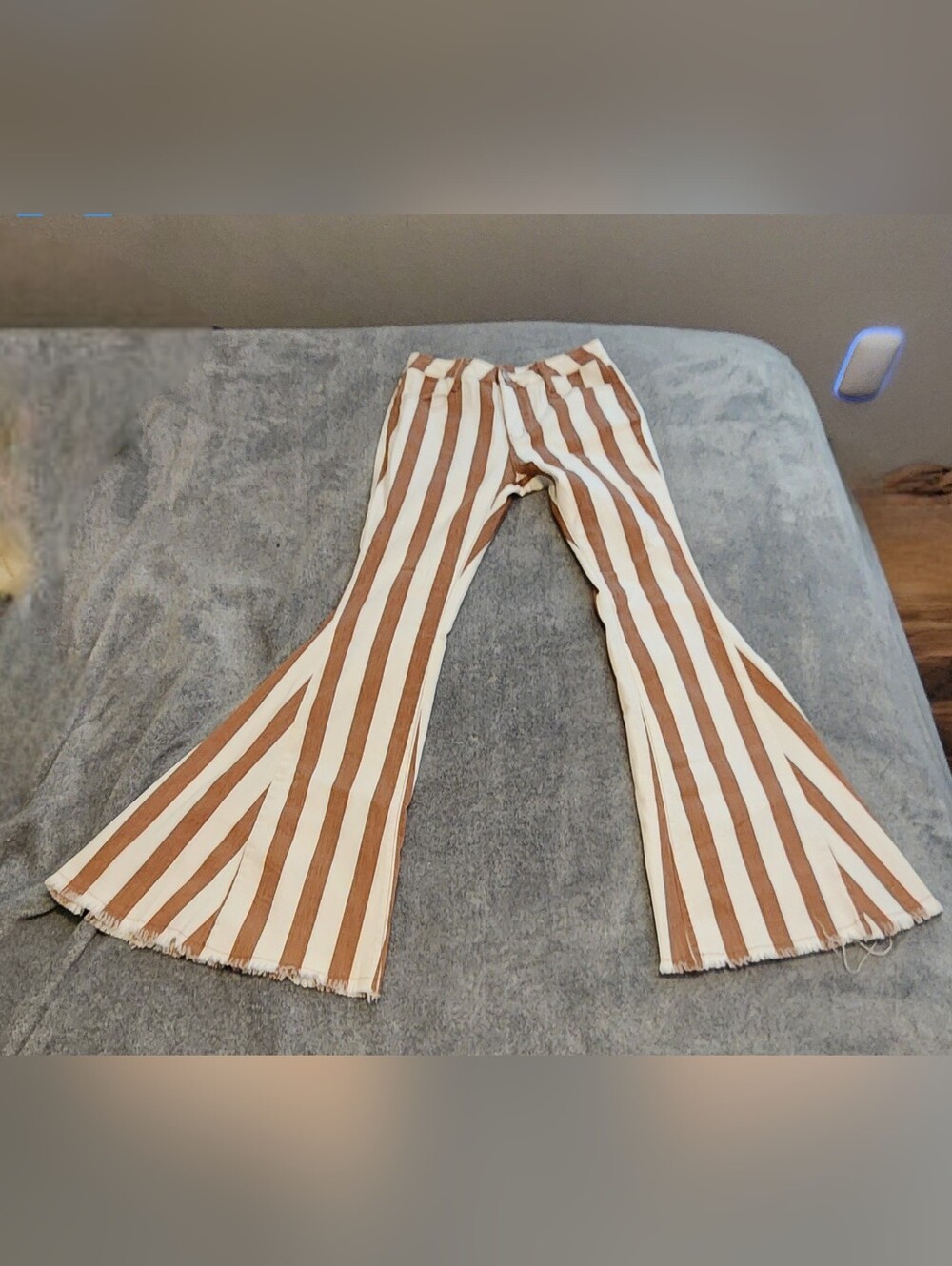 Wisteria Lane Brown & White Striped Flare Pants High Rise– Waist 24, Inseam 34